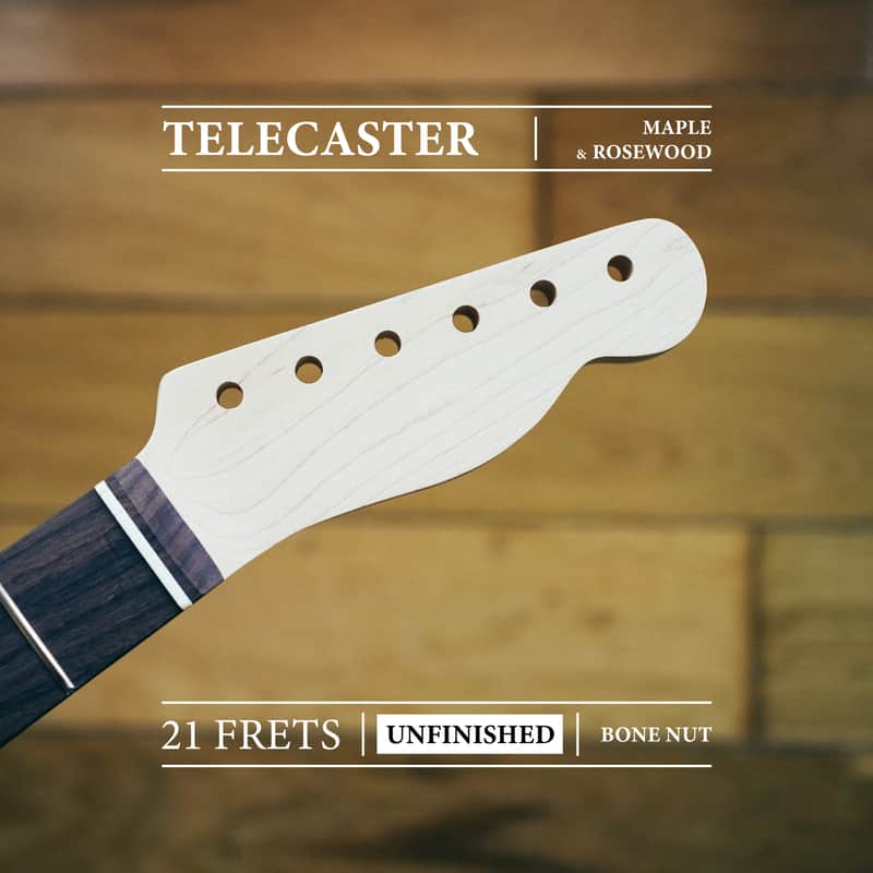 Telecaster Neck – Maple & Rosewood | Unfinished | 21 Frets | Bone Nut image 1