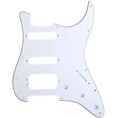 Brio 11-Hole Round Corner HSS Strat Pickguard (3-Ply) - White image 1