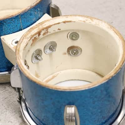 Ludwig Tunable Bongo Drums Vintage 1960's Blue Sparkle image 6