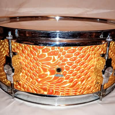 CB 700 VINTAGE MAHOGANY SNARE DRUM WRISTWATCH LUGS 80's - TANGERINE SATIN - FREE SHIP TO C-USA! image 2
