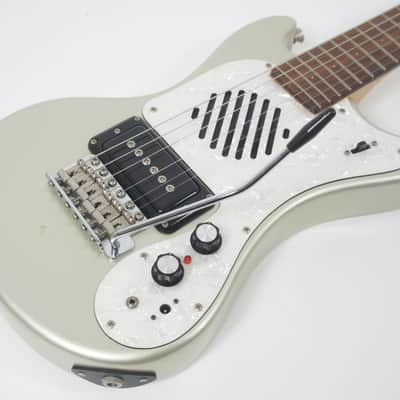 MarineRider MR-1 Metallic Silver Mosrite Ventures Copy Built-in Amp travel guitar Made in JAPAN image 3