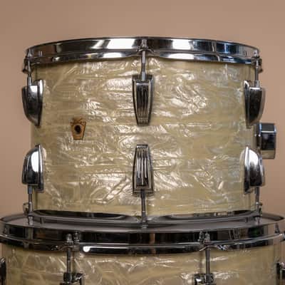 1960s Ludwig Rock Duo White Marine Pearl Drum Set image 13