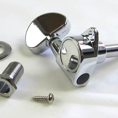 Tuners Half Moon Buttons 3x3 Complete Set Chrome 6 O'Clock Flange Die Cast  NEW image 1