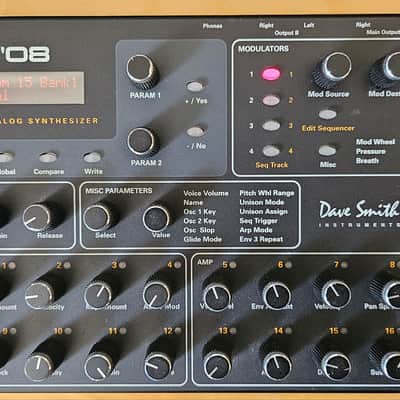 Dave Smith Instruments Prophet 08 PE Desktop 8-Voice Desktop Synthesizer 2012 - 2016 - Black with Wood Sides image 2