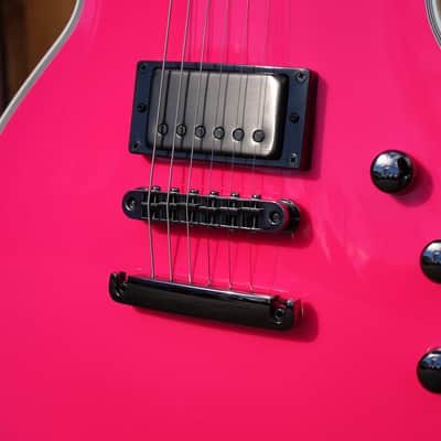 ESP CUSTOM SHOP Eclipse CTM - Ebony- Neon Pink 6-String Electric Guitar w/ Case image 8