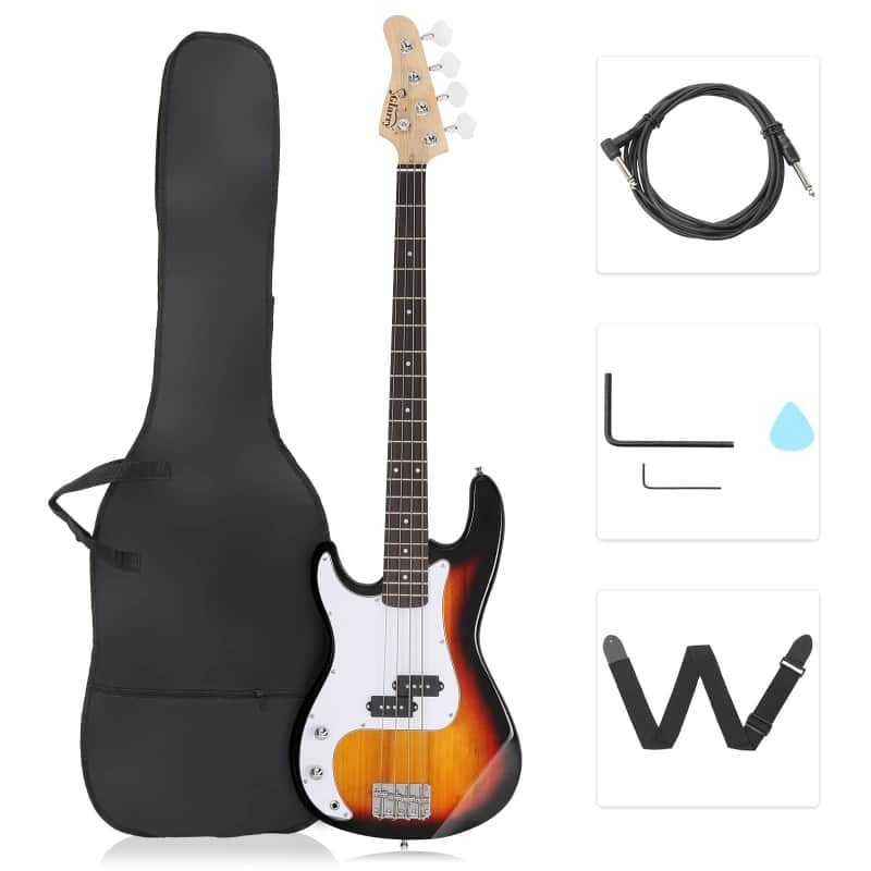 Glarry GP Left Handed Electric Bass Guitar Cord Wrench Tool Sunset image 1