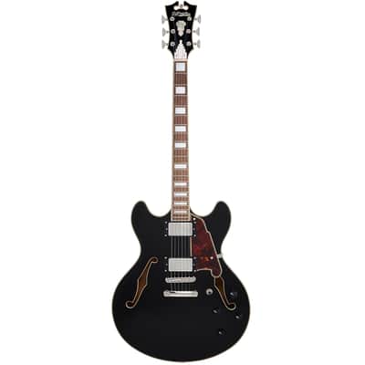 D'Angelico Premier DC Semi-Hollow Electric Guitar -  Solid Black image 1