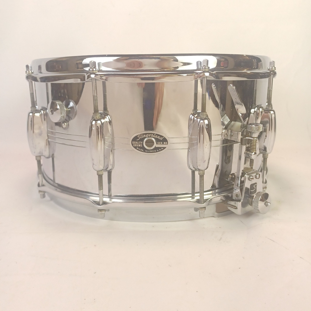Slingerland 6.5x14"Super Sound King COB Snare Drum 10Lug #121 Vintage 70s Brass — main photograph