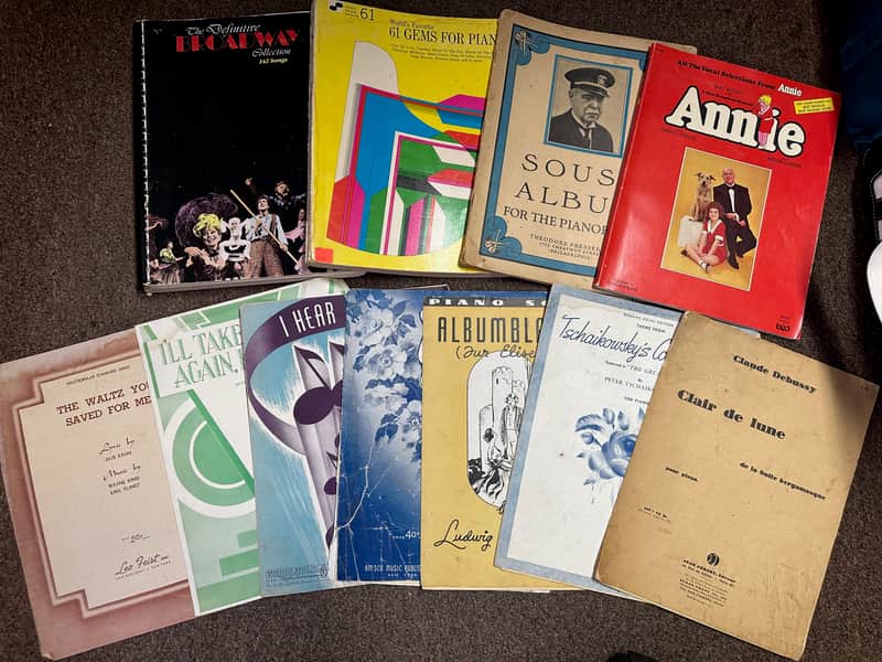 Lot of 11 Vintage Piano Books including Annie, Broadway, Waltz, & More!! image 1