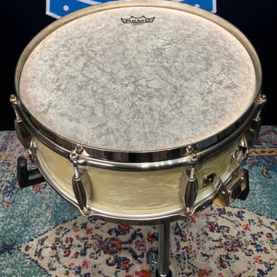 Slingerland - 5.5x14" Gene Krupa Radio King, Solid Maple Snare Drum 3-point Strainer, 1951 - White Marine Pearl image 9