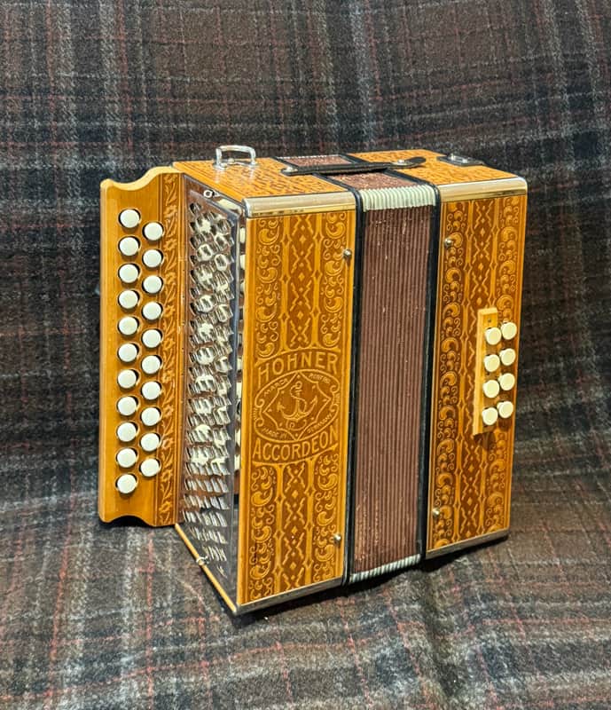 Hohner C#/D  diatonic accordion 2815 pokerwork “presswood”  melodeon image 1