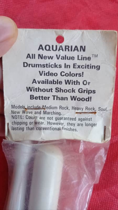 Ultra Rare Vintage Aquarian Value Line™ Drumsticks - Heavy Rock - Snow White - Factory Sealed New Old Stock (NOS) 1980s image 1