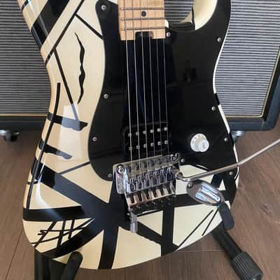 EVH Striped Series Electric Guitar - White with Black Stripes image 2