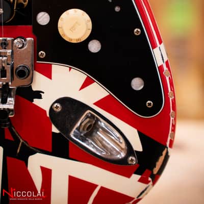 EVH Striped Series Frankenstein Frankie, Maple Fingerboard, Red with Black Stripes Relic image 6