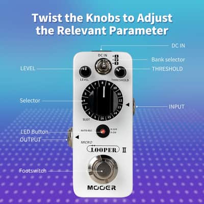 MOOER Micro Looper II Guitar Loop Pedal With 480 Minutes Recording, AUTO REC Function, 3 Saving Banks and 16 Slots Per Bank (Price includes the import duty for US buyer) image 3