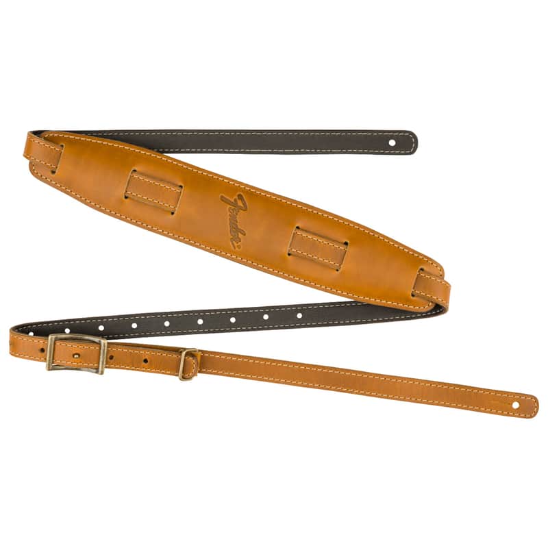 Used Fender Mustang Leather Saddle Long Strap, Butterscotch image 1