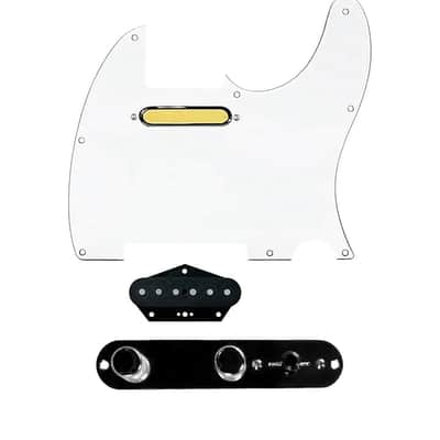 920D Custom Texas Vintage & Gold Foil Pickup and 3 way Reverse Knobs Forward Loaded White / Black Pickguard for Tele Guitars image 2