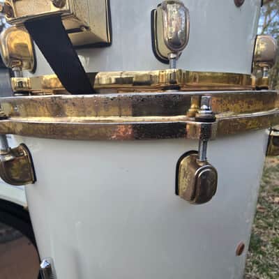 Tama Starclassic Maple MIJ 13,16,22 with matching snare 1990s - Piano White Lacquer /Gold hdwr. image 16