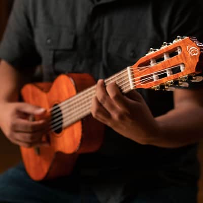 Ortega RGLE18FMH Mini Travel Series Solid Flamed Mahogany Top Mahogany Neck 1/8 Size 6-String Acoustic-Electric Guitar w/Gig Bag image 13