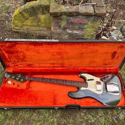1965 Fender Jazz Bass - Charcoal Frost Metallic - Matching Headstock - OHSC image 20