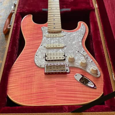 Fender Japanese Ltd Edition 'AST-FMT' Aerodyne Stratocaster 2016 Transparent Pink Maple Flametop w/ Hardcase image 2