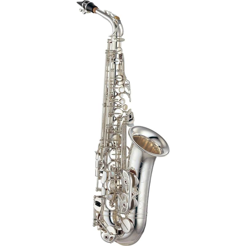 Yamaha Custom EX Alto Saxophone; key of Eb; silver-plated; ribbed and flanged post construction; custom key mechanism; rocker style octave mechanism; ASC-800E case with backpack straps; 4CM hard rubber mouthpiece image 1