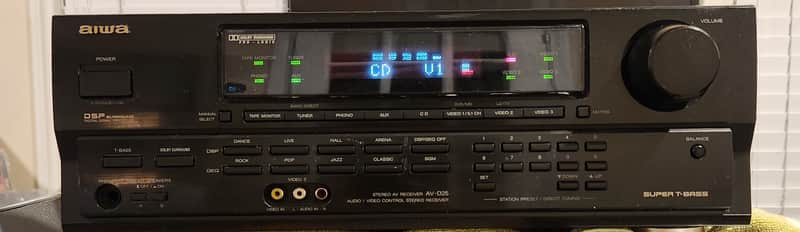 Aiwa Aiwa AV-D25U  vintage 1990s audio/video (A/V) stereo and surround sound receiver 90s  - Black image 1