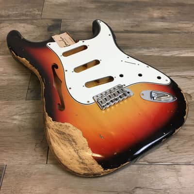 Made to Order - FRANCHIN Mercury F guitar body Relic Aged 100% Nitro Lacquer (Sunburst/ Black/ White/ Blue/ Green/ Yellow/ Red/ Pink/ Burgundy/ Purple/ Gold/ Silver, etc.) Basswood Poplar Stratocaster-Strat-S-Style F-hole Thinline Made in Italy image 18