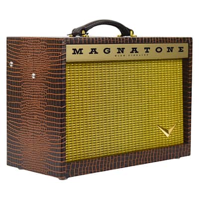 New Magnatone Starlite Reverb 1X8 Combo Amp w/TRG Exclusive Brown French Alligator Wrap & Gold Stripe Grillcloth #7760 image 2