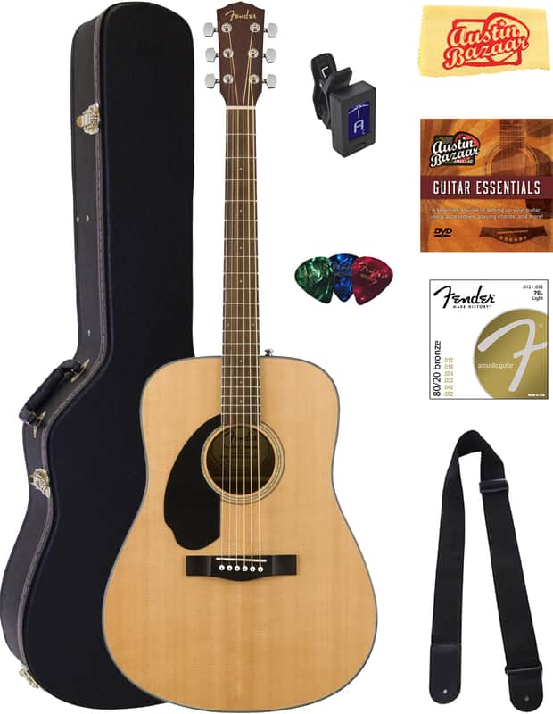 Fender CD-60S Solid Top Dreadnought Acoustic Guitar, Left Handed - Natural w/ Hard Case image 1