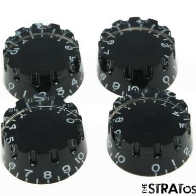 *NEW 4 CONTROL KNOBS for Gibson Les Paul 6mm Shaft Push On Speed Black Knurled