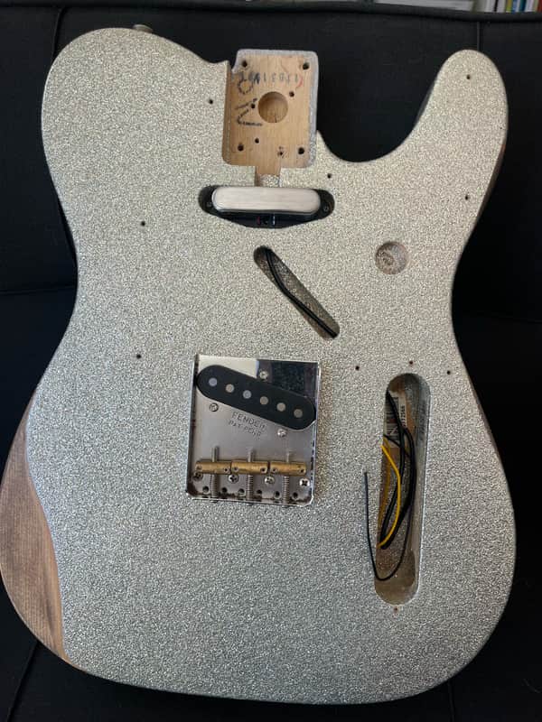 Fender Brad Paisley Road Worn Telecaster Body 2017 - 2020 - Silver Sparkle image 1