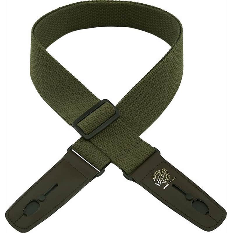 DANDREA LIS C2 OLV Lock-It Strap 2 Baumwoll-Gitarrengurt (51mm) Olive image 1