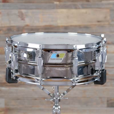Ludwig No. 416 Black Beauty 5x14" Brass Snare Drum with Pointed Blue/Olive Badge 1977 - 1979