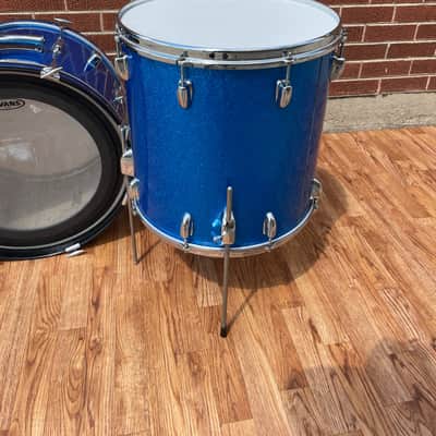 1960s Slingerland Stage Band Drum Set Blue Sparkle Rewrap 20/12/16 image 6