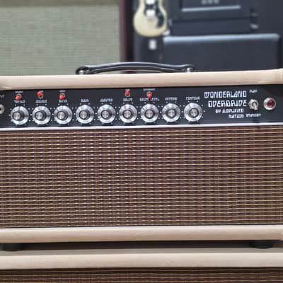 USED Amplified Nation Wonderland Overdrive V2 Tube Amp Head and 1x12 Cabinet Ivory Suede image 3