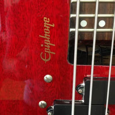 1998 Epiphone EBM-4 EBM 4 String Bass - Cherry w/ Epiphone Case image 3