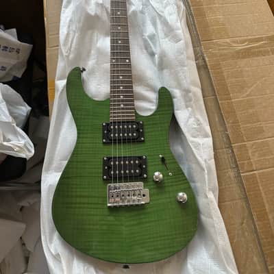 Custom Green HH Electric Guitar, Tiger Maple Top Body, Maple Neck image 3