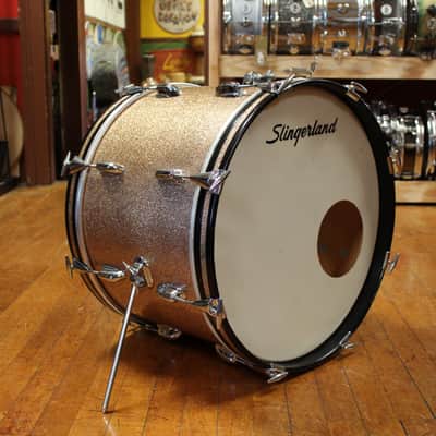 1966 Slingerland Modern Jazz Outfit in Sparkling Champagne Pearl 14x20 8x12 14x14 image 2
