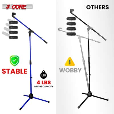 5 Core Mic Stand Floor Pair Adjustable 72" Tripod Microphone Stands w Telescoping Boom Arm image 7