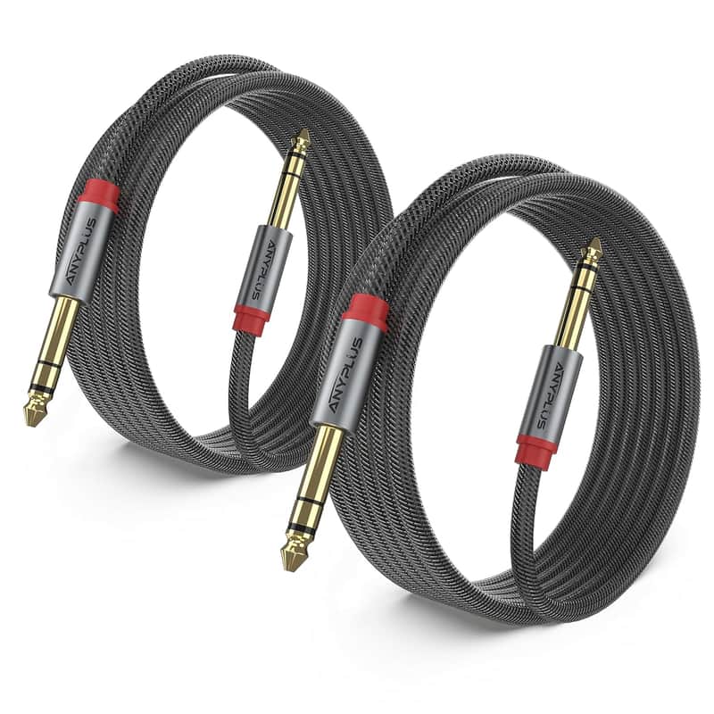 Guitar Cable, 2 m, 6.35 mm Cable Jack to Jack, Fish Wire Braided 6.35 mm Stereo Instrument for Guitar, Bass Amplifier, Key Instrument, Electronic Piano, etc. image 1