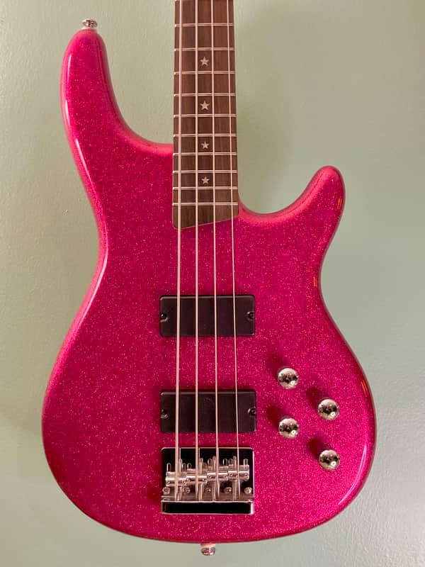 Daisy Rock Atomic Pink Sparkle Rock Candy Bass Guitar Schecter EMG