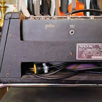 VOX - 1967 Westminster V1182 Solid State Amp Head - 1968 Royal Guardsman Model V4131 Cabinet - Rolling/Tilting Metal Stand - Black - Thomas Organ Company - California - USA - "AS-IS" image 21