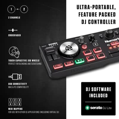Numark DJ2GO2 Touch Compact DJ Controller with 2 Decks image 2