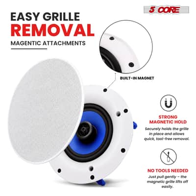 5 Core 6.5 Inch In-Ceiling In-Wall Speaker 360W 2-Way Pair Flush Mount House Home Theater Speakers image 22