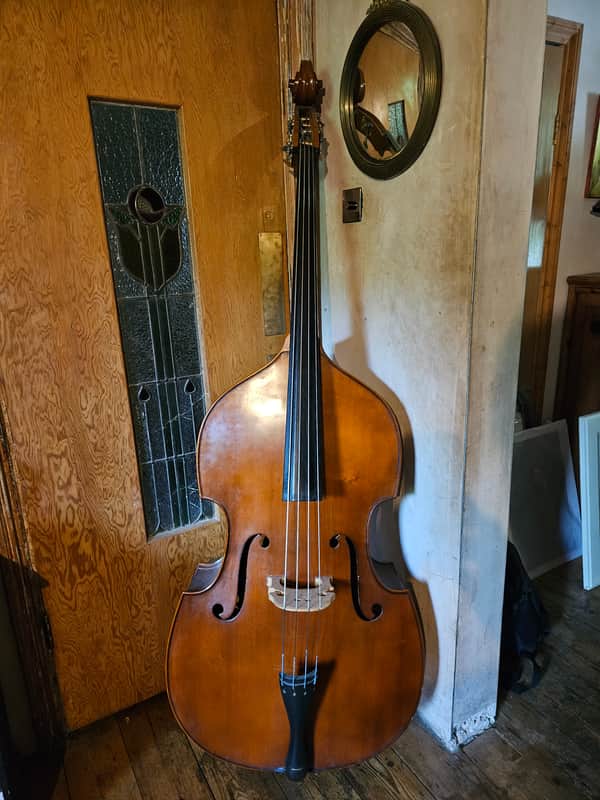 German 3/4 Dresden Double Bass Solid Top 1970's Natural - Very Good