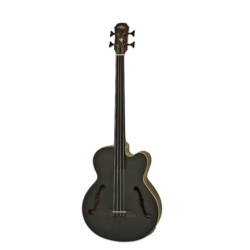 ARIA E. ACOUSTIC BASS 814MM GTR SCALE FRETLESS W/BAG Stained Black FEBF2M-FL-STBK image 1