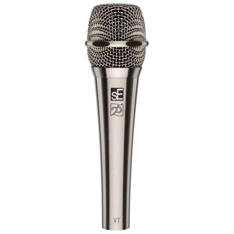 sE Electronics V7 Dynamic Microphone for Singing, Speech & Studio Recording - XLR Handheld Professional Microphone with Supercardioid Aluminum Voice Coil for Huge Gain Before Feedback - Brushed Nickel image 1