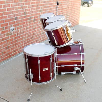 1989 Yamaha Recording Custom 5 Piece Shell Pack - Wine Red 10, 12, 13, 16, 22" image 4