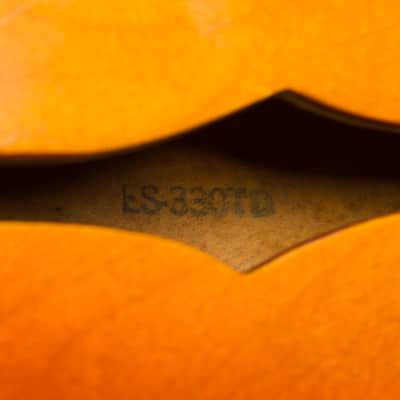 Gibson  ES-330TD Thinline Hollow Body Electric Guitar (1965), ser. #362047, black tolex hard shell case. image 15